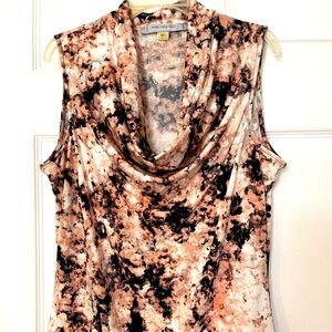 Office style blouse, multi colored white, beige, pinkish-orange, gray, black